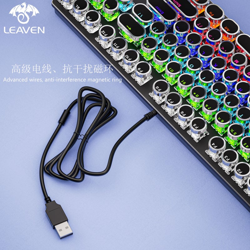 Crack K550 Punk Mechanical Keyboard 87 Key Wired Plug Round Key Office Computer Gaming Mechanical Keyboard - Image 3